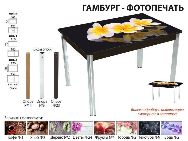 стол обеденный гамбург фотопечать в Орске