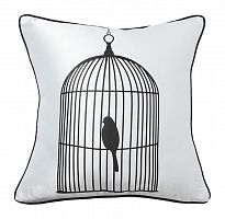 подушка с птичкой в клетке birdie in a cage white в Орске