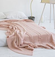 комплект плед с косами (180*220) и 2 наволочки (50*50) св. персик в Орске