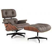 кресло eames style lounge chair кожа коричневое в Орске