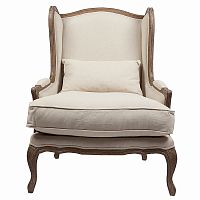 кресло мягкое с ушами lorraine chair with burlap бежевое в Орске