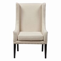 кресло мягкое с ушами белое nailhead fabric armchair в Орске