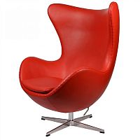 кресло arne jacobsen style egg chair кожа красное в Орске