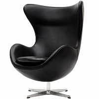 кресло с подлокотниками arne jacobsen style egg chair черное в Орске