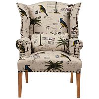 кресло мягкое с ушами quinn tufted armchair бежевое с рисунком в Орске